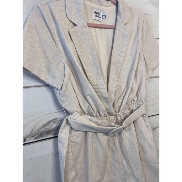 PRINCESS POLLY TURIN New Linen Romper 8 Beige Breathable Summer Coastal Beach - Picture 5 of 5